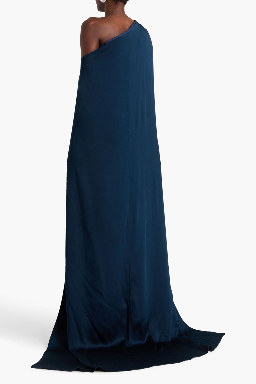SAFIYAA Cadenza off-the-shoulder cape-effect crepe and satin gown