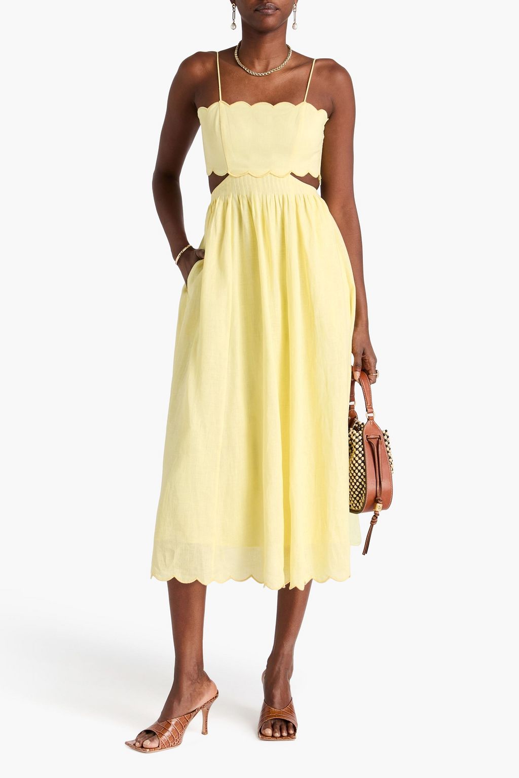 ZIMMERMANN Cutout linen midi dress | THE OUTNET