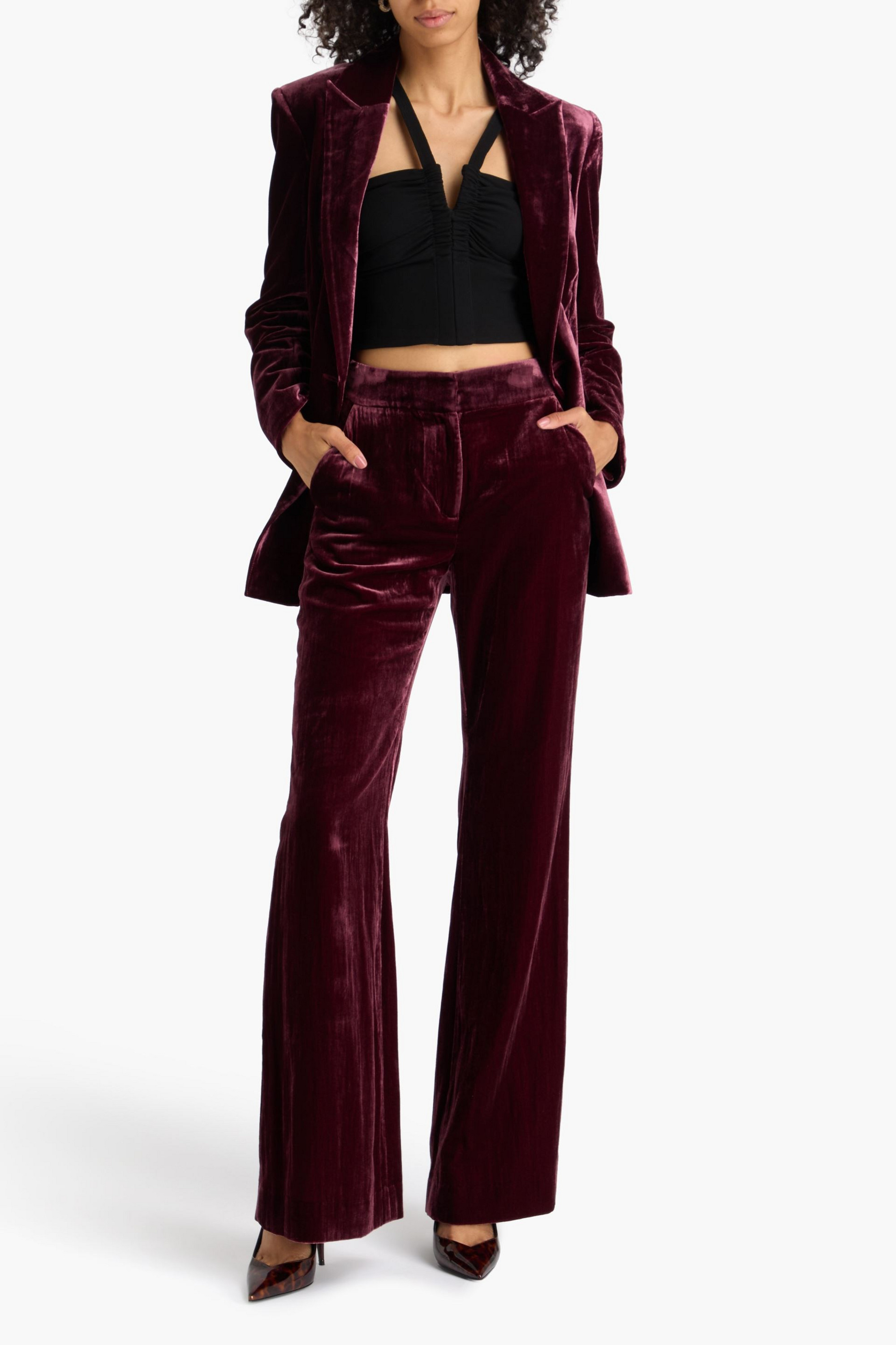 Veronica Beard Lebone velvet wide-leg pants