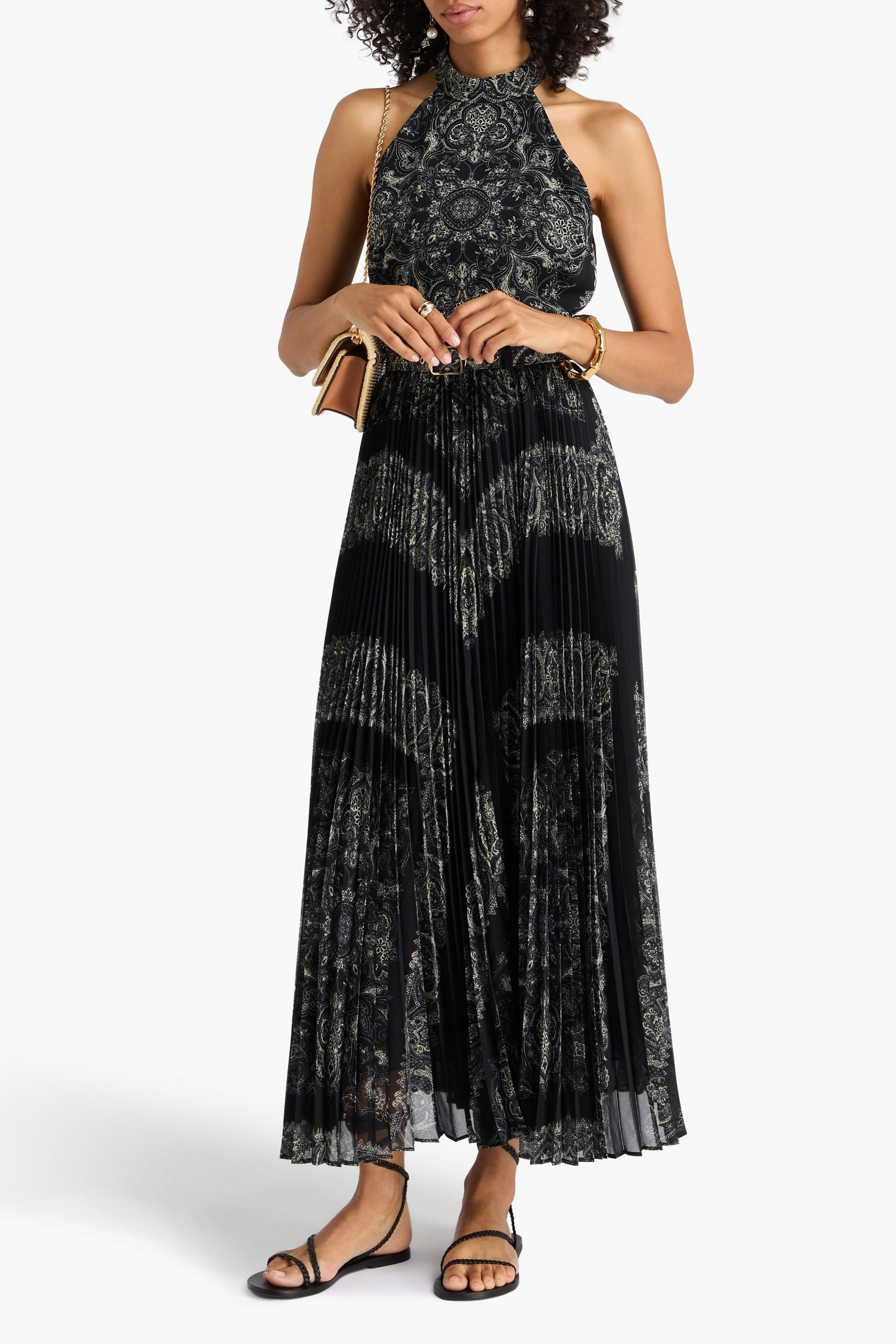 Zimmermann Belted pleated paisley-print crepe de chine maxi dress
