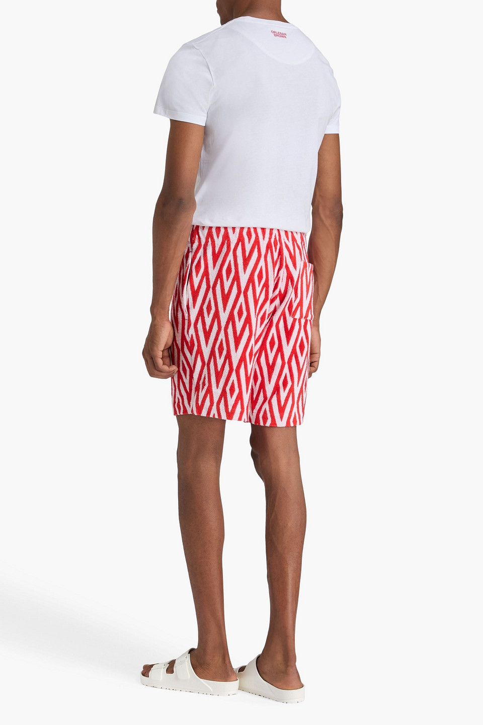  Orlebar Brown - Shorts „trevone“ Aus Frottee Aus Einer Baumwollmischung Mit Tunnelzug Und Print - Rot - L 