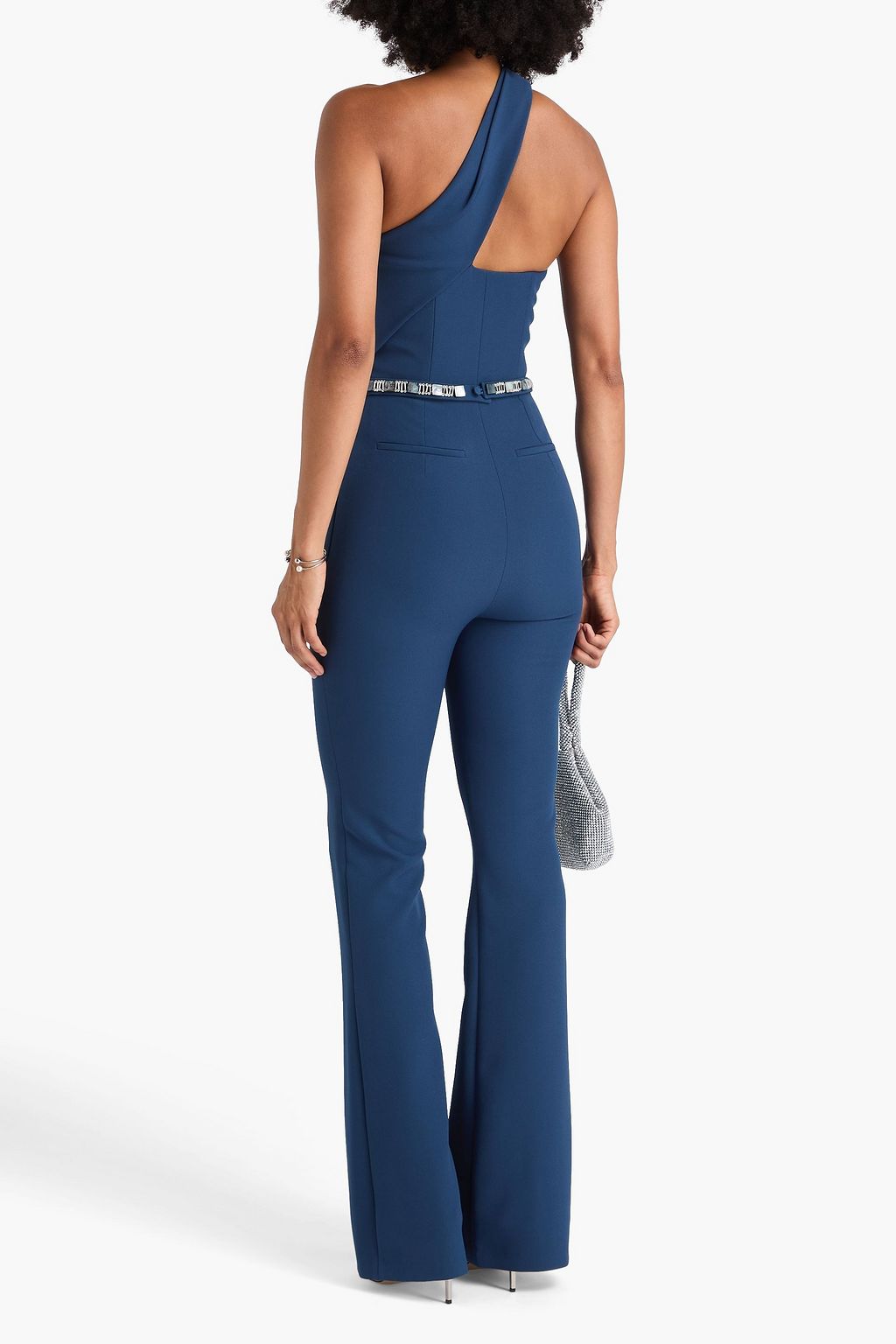 SAFIYAA Dreida one-shoulder crystal-embellished crepe jumpsuit