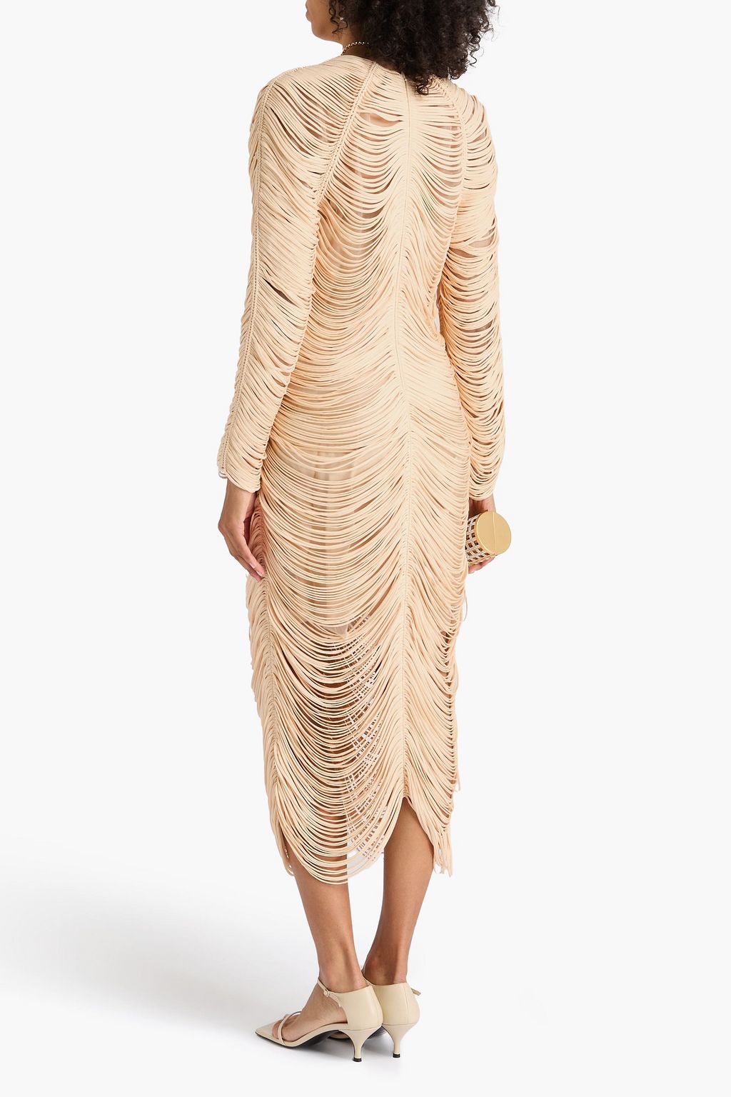 ZIMMERMANN クレープ ミディワンピース ルーシュ入り カットアウト
