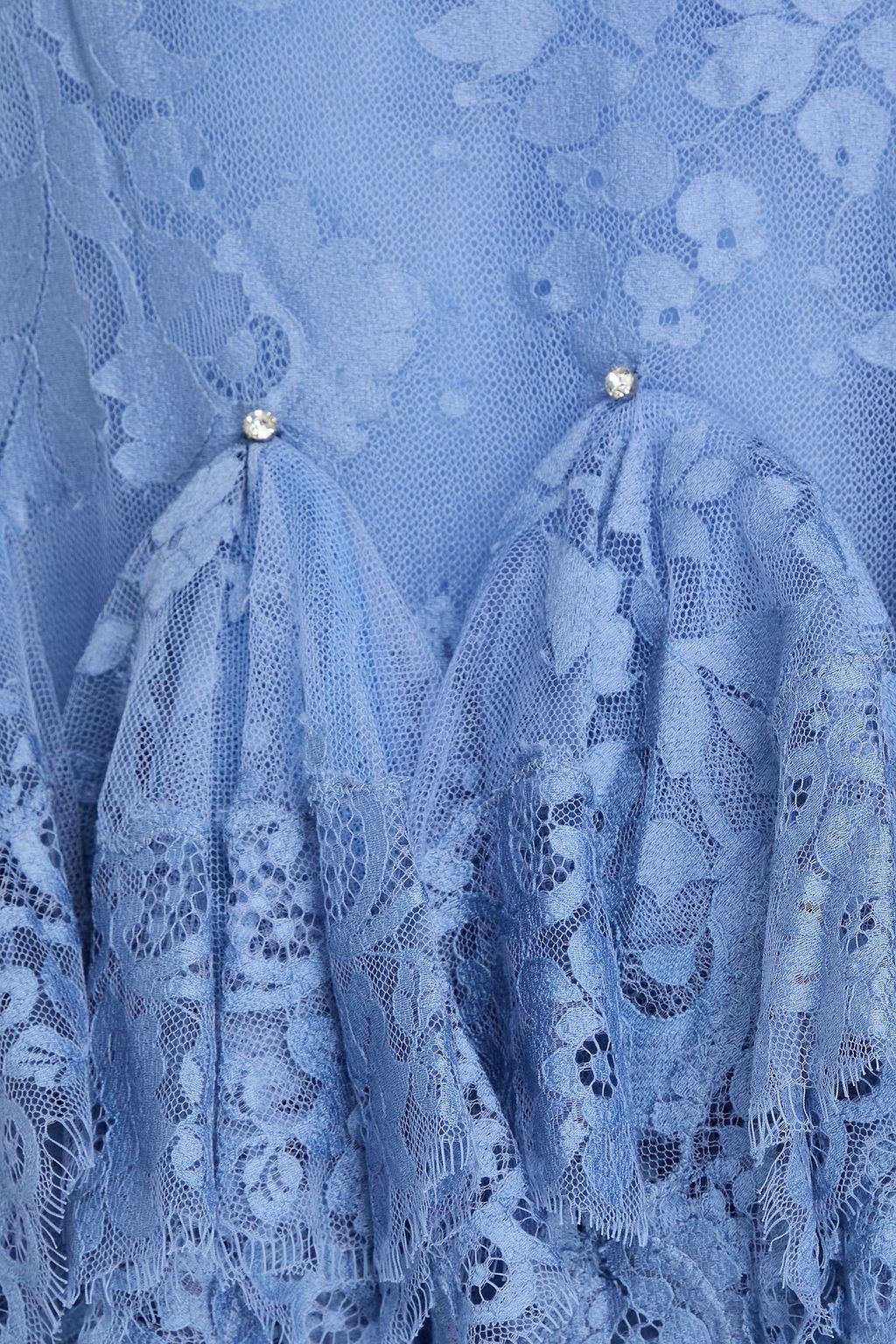 ZIMMERMANN コットン混レース マキシワンピース ティアード クリスタル付き