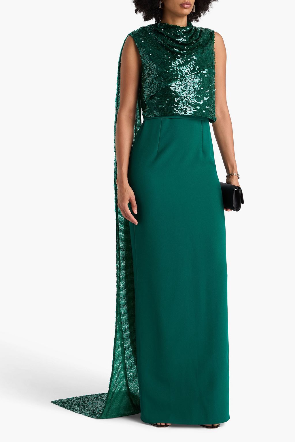 SAFIYAA Caral draped sequined crepe gown