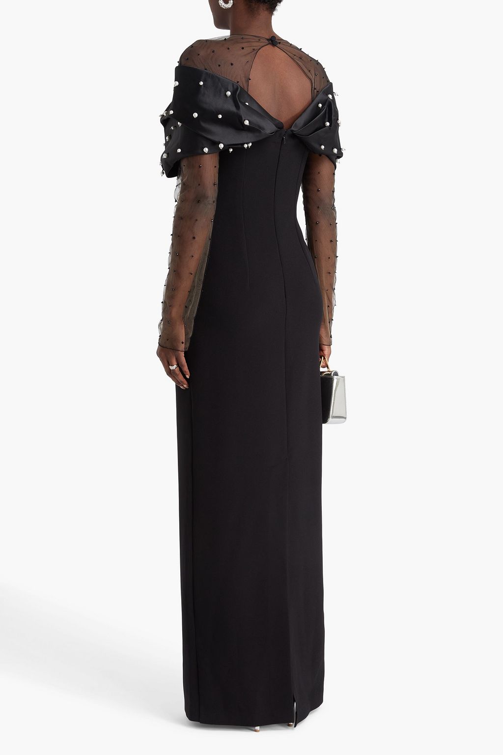 SAFIYAA Ami embellished tulle, crepe and duchesse-satin gown
