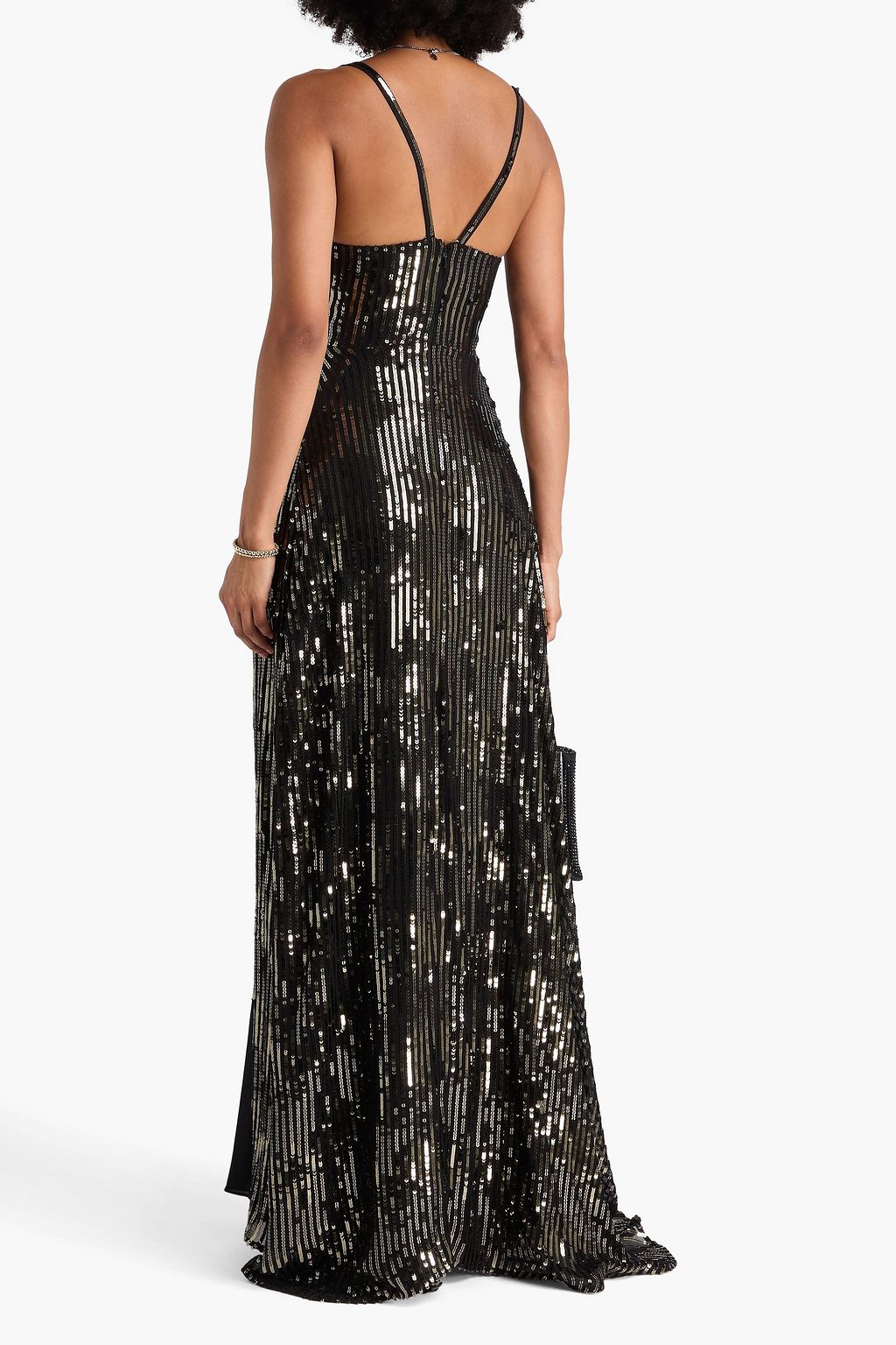 SAFIYAA Sequin-embellished pleated silk-chiffon and satin gown