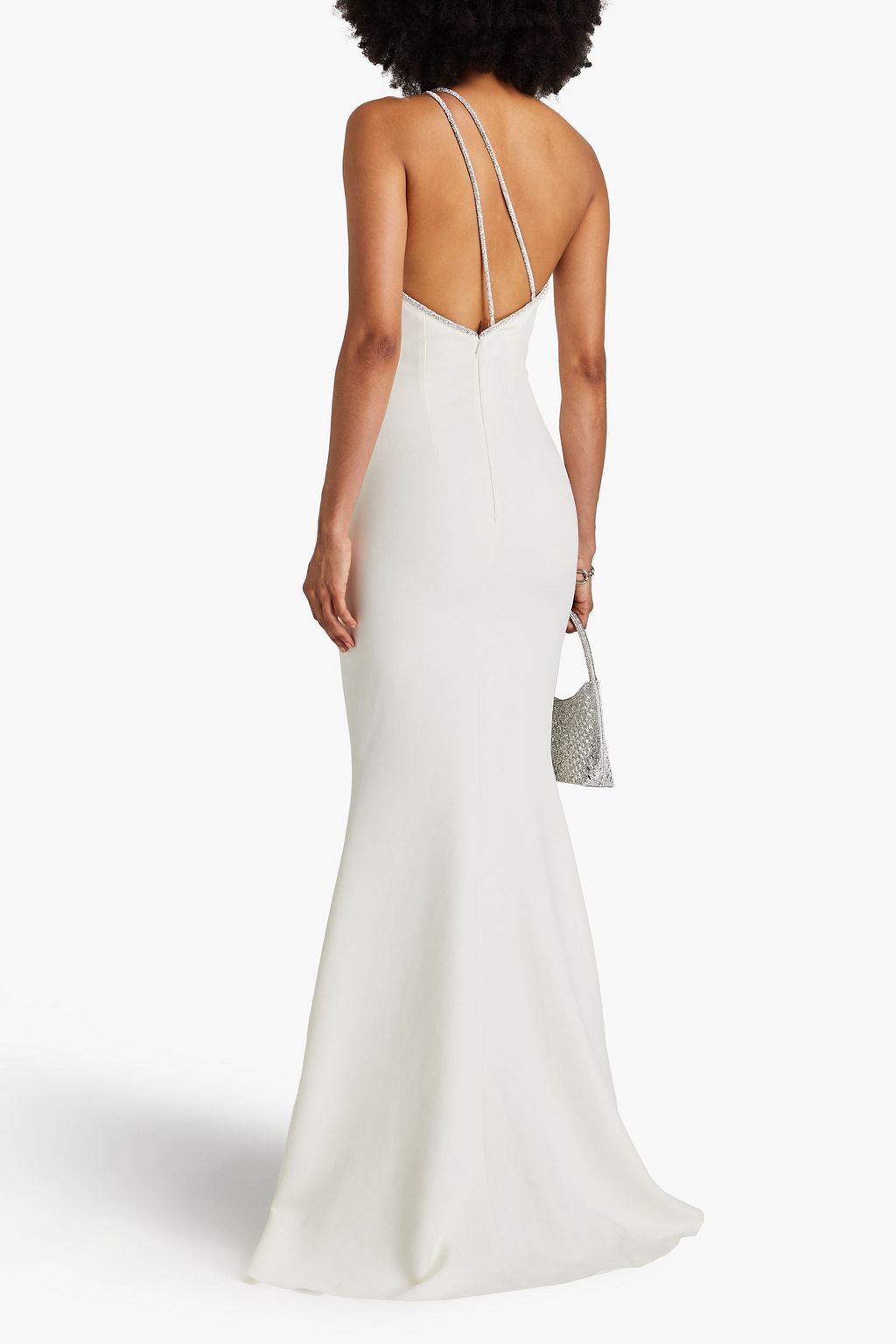 SAFIYAA One-shoulder crystal-embellished stretch-crepe gown