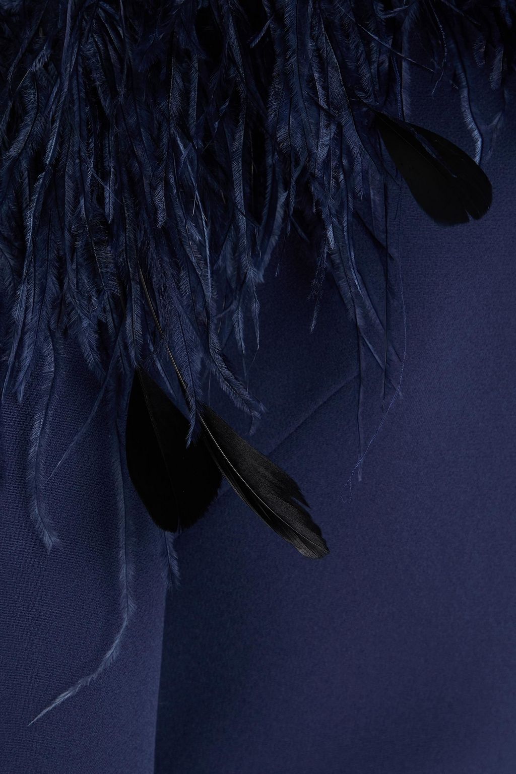 SAFIYAA Vittoria cold-shoulder belted feather-embellished crepe midi dress