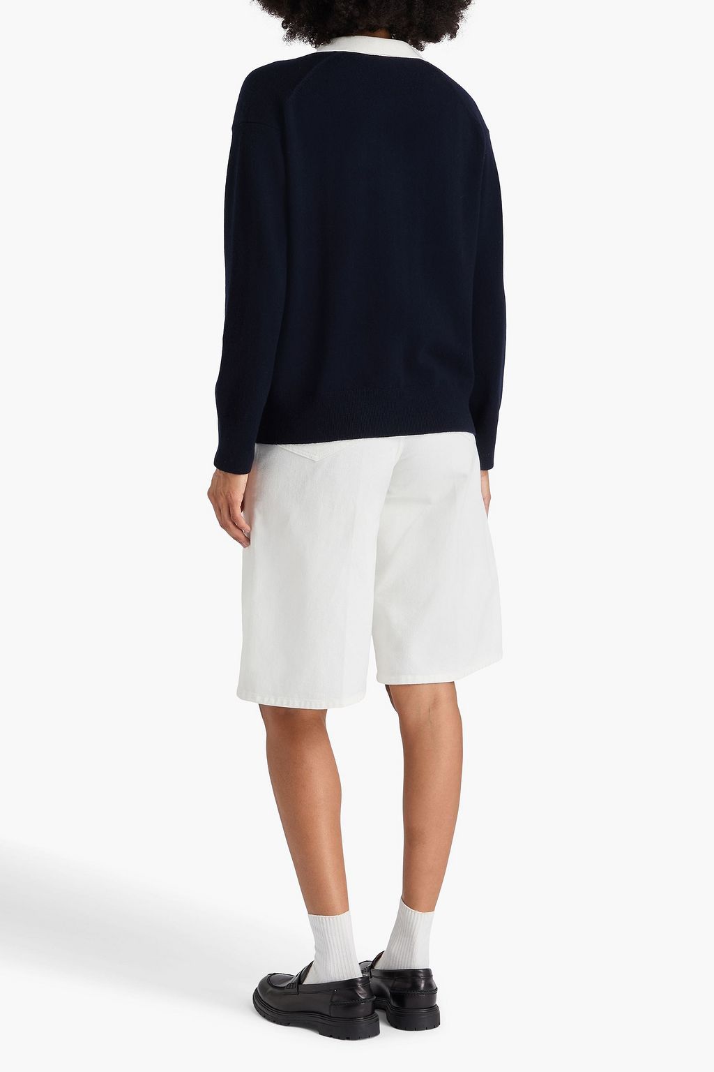VINCE. Zweifarbiger Pullover aus einer Wollmischung mit Polokragen