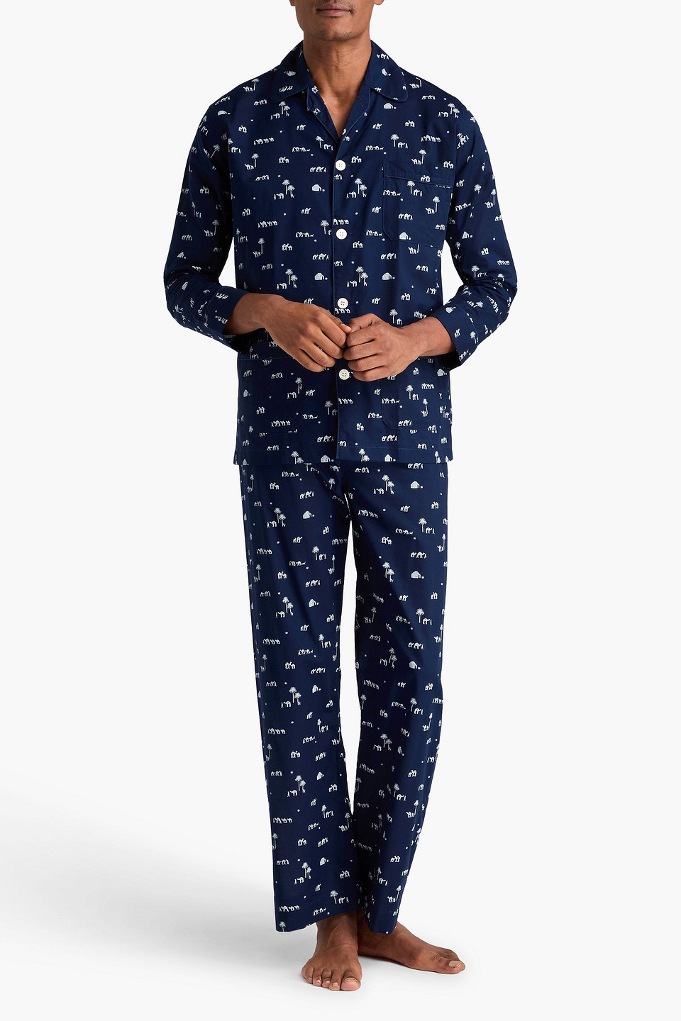  Derek Rose - Pyjama „nelson“ Aus Baumwolle Mit Print - Blau - Us 46 