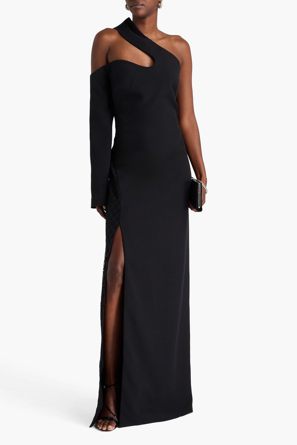 SAFIYAA فستان سهرة ساشا بِكُم واحد من الكريب وحواف من الدانتيل