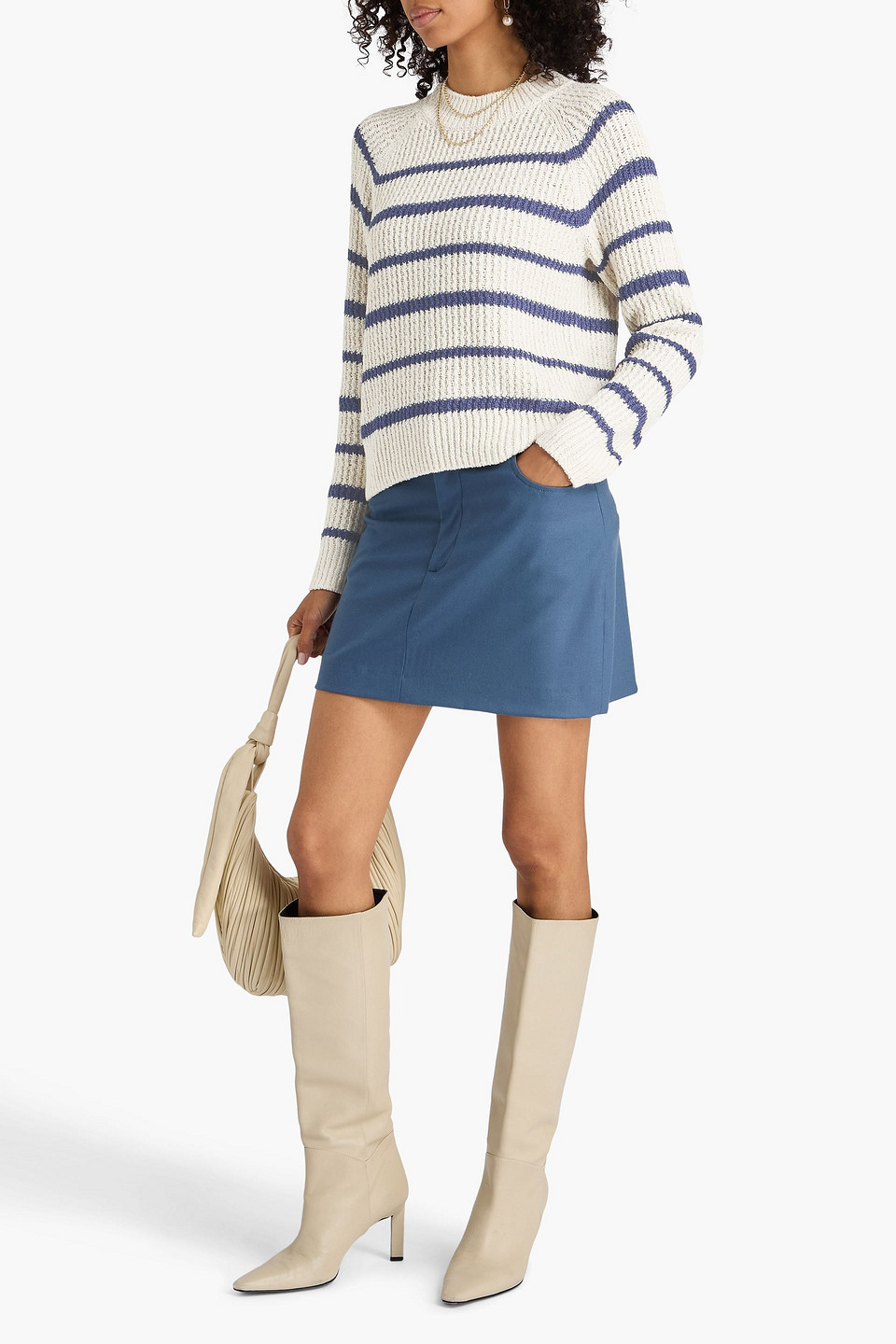  Vince. - Gerippter Pullover Aus Einer Baumwollmischung Mit Streifen - Blau - Xs 