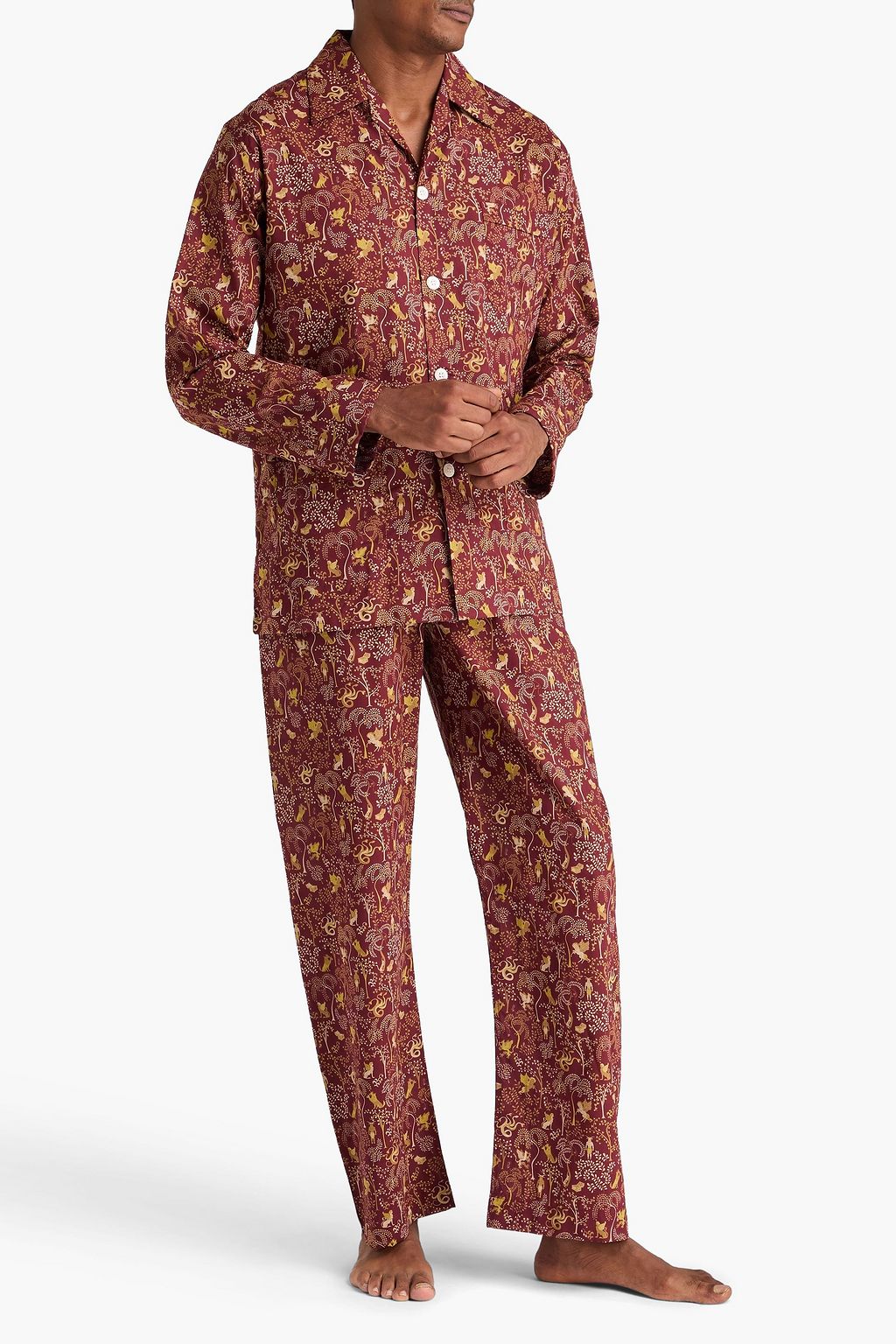 DEREK ROSE Ledbury printed cotton pajama set