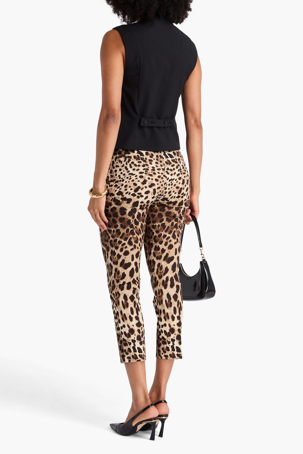 DOLCE&GABBANA Cropped leopard-print cotton-blend twill tapered pants