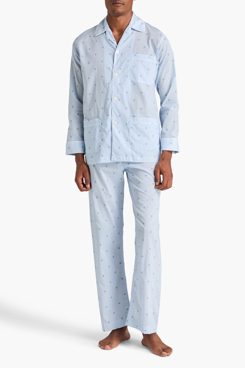  Derek Rose - Pyjama „nelson“ Aus Baumwolle Mit Print - Blau - Us 44 