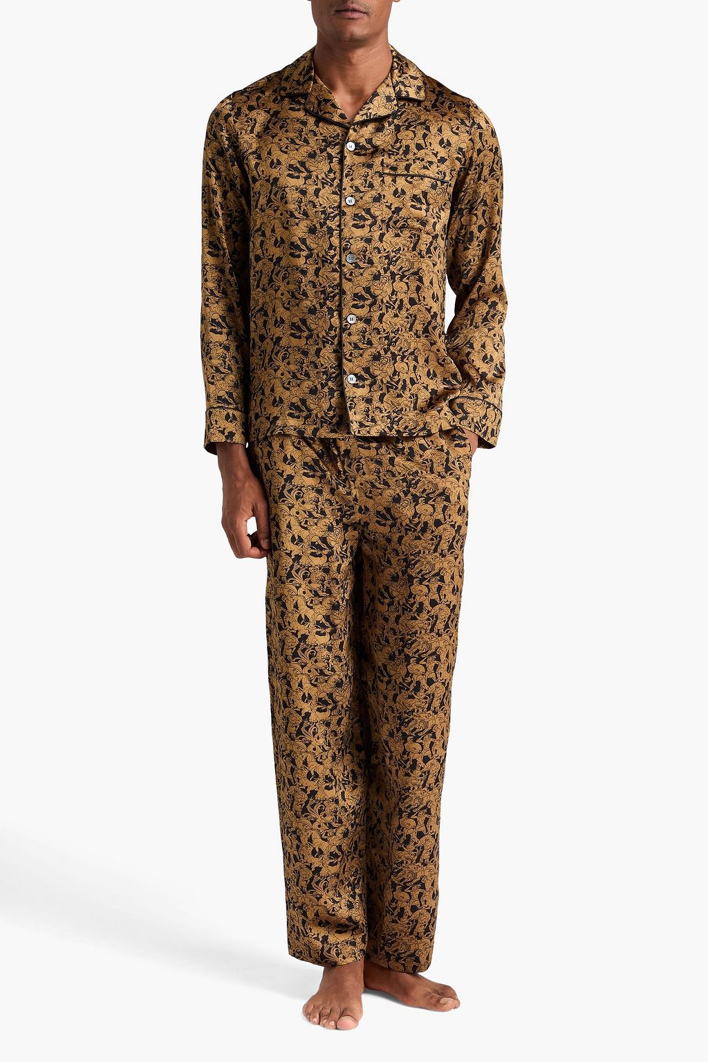 DEREK ROSE Brindisi printed silk-satin pajama set