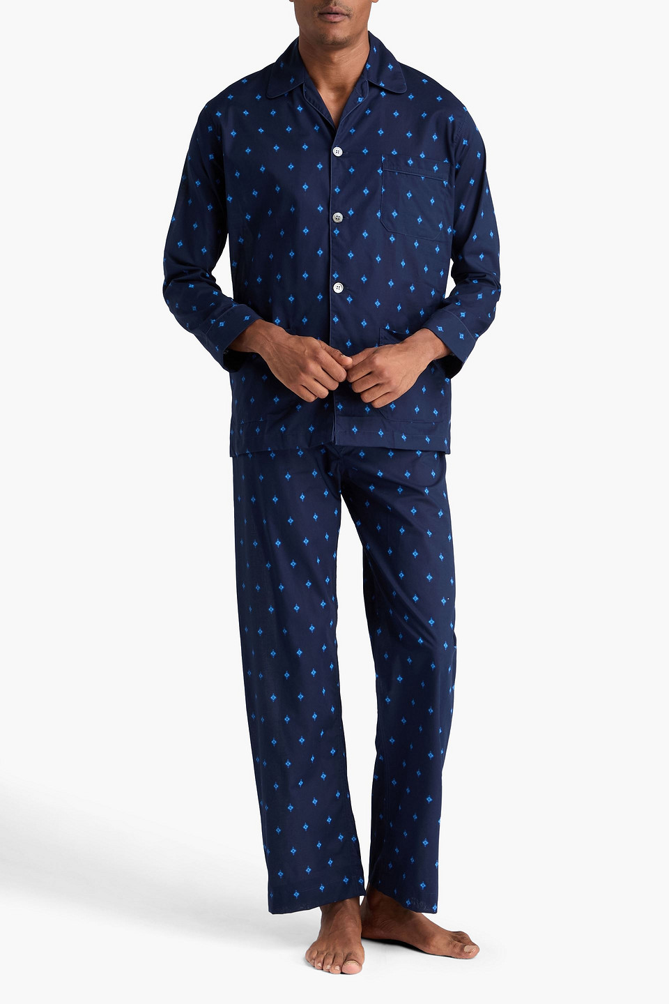  Derek Rose - Pyjama „nelson“ Aus Baumwolle Mit Print - Blau - Us 44 