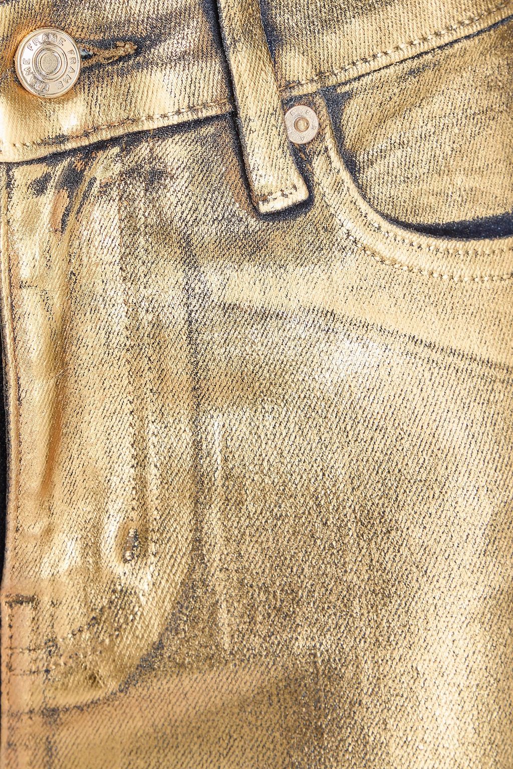 FRAME Le Crop Mini Boot cropped metallic high-rise bootcut jeans