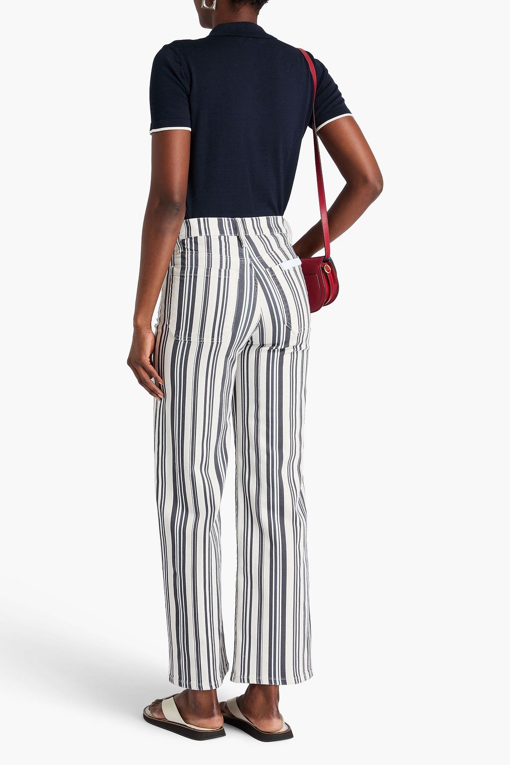 FRAME Le Slim Palazzo striped high-rise wide-leg jeans