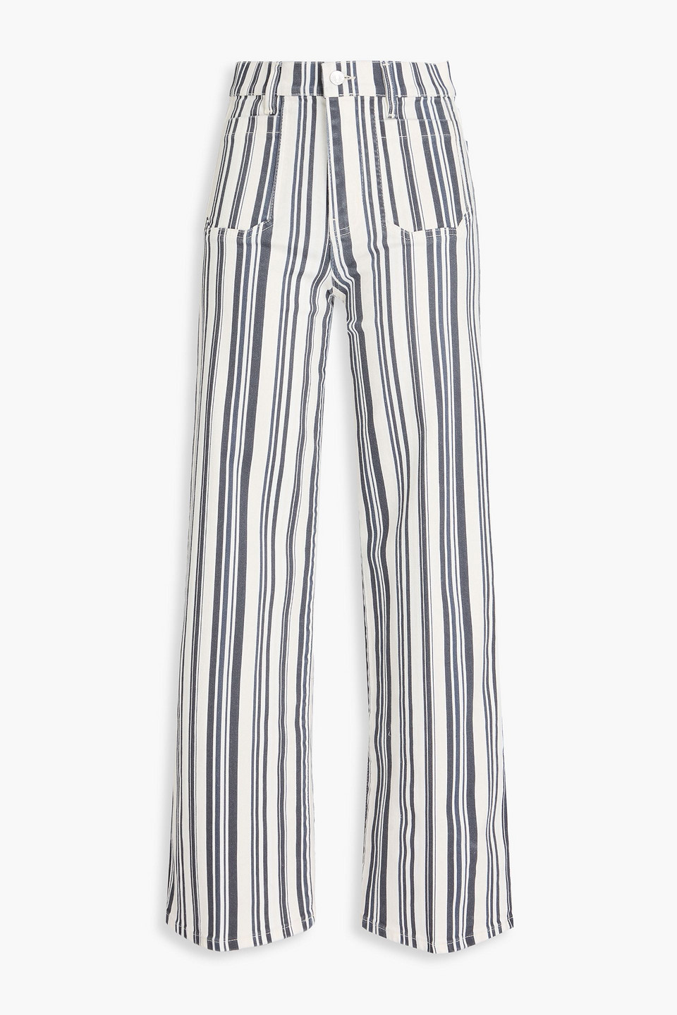 frame - le slim palazzo striped high-rise wide-leg jeans - blue - 27