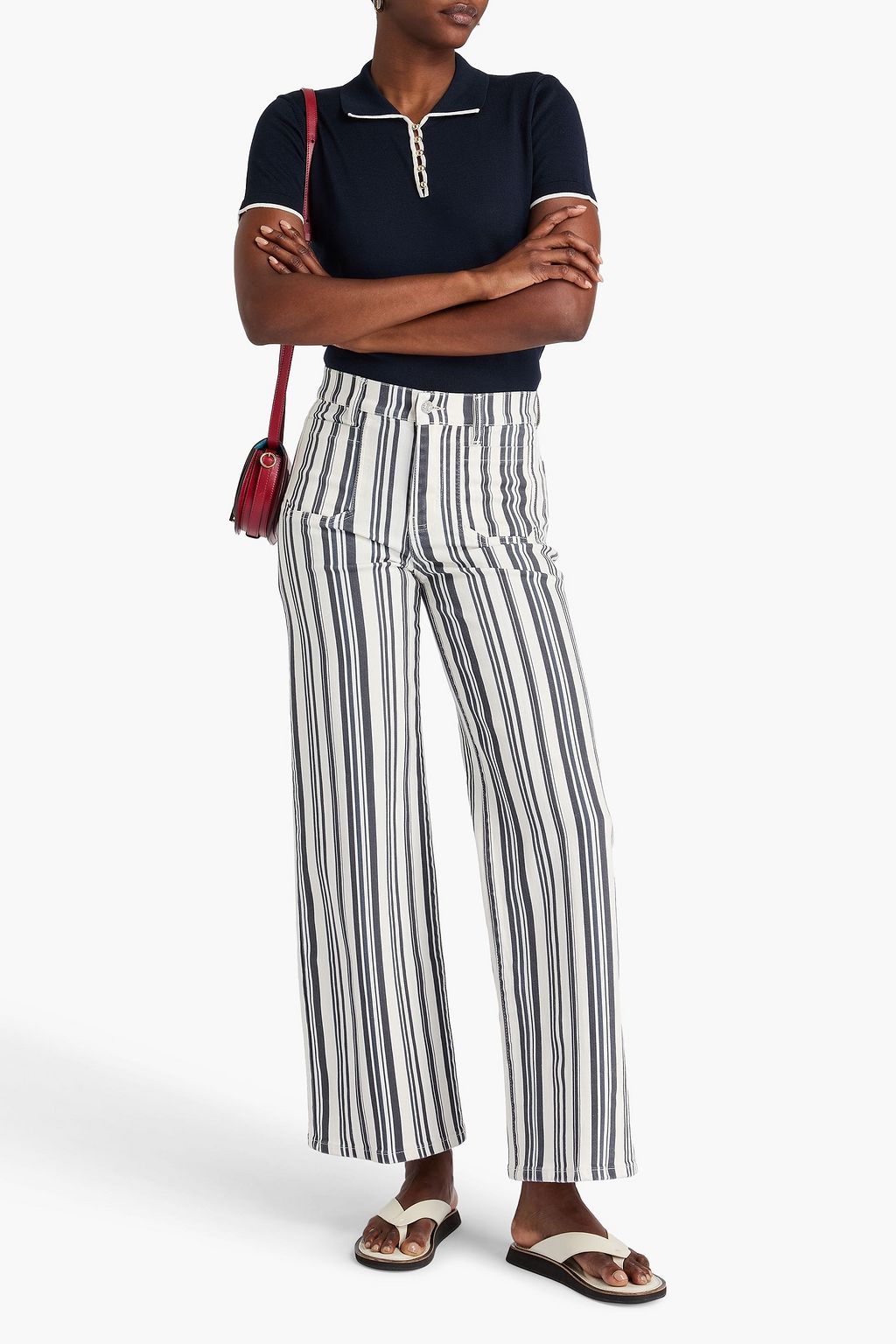 FRAME Le Slim Palazzo striped high-rise wide-leg jeans