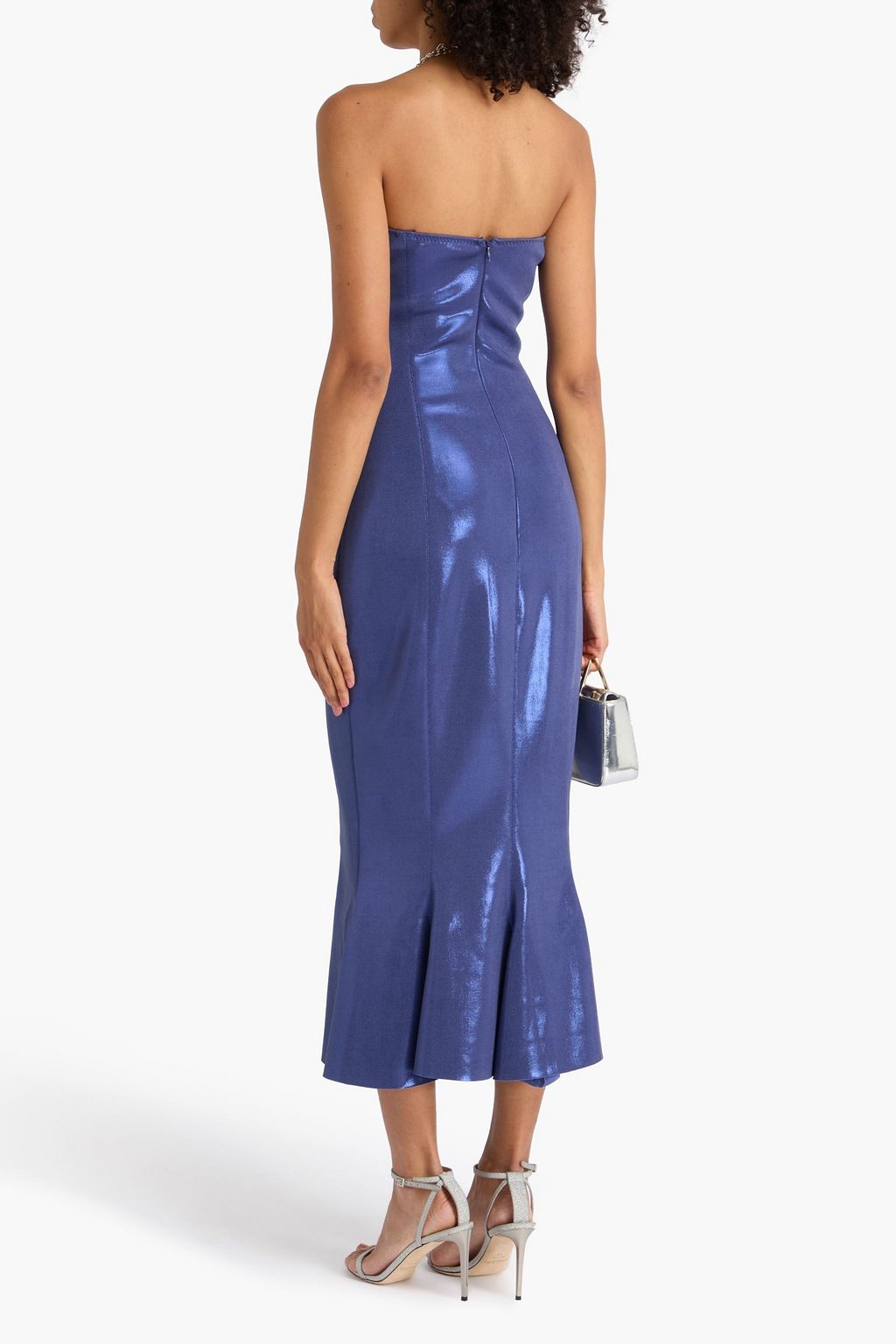 NORMA KAMALI Strapless metallic scuba midi dress