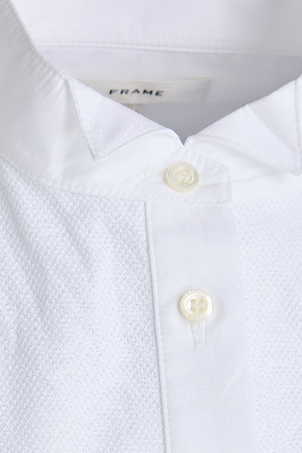 FRAME Piqué-trimmed cotton-poplin shirt
