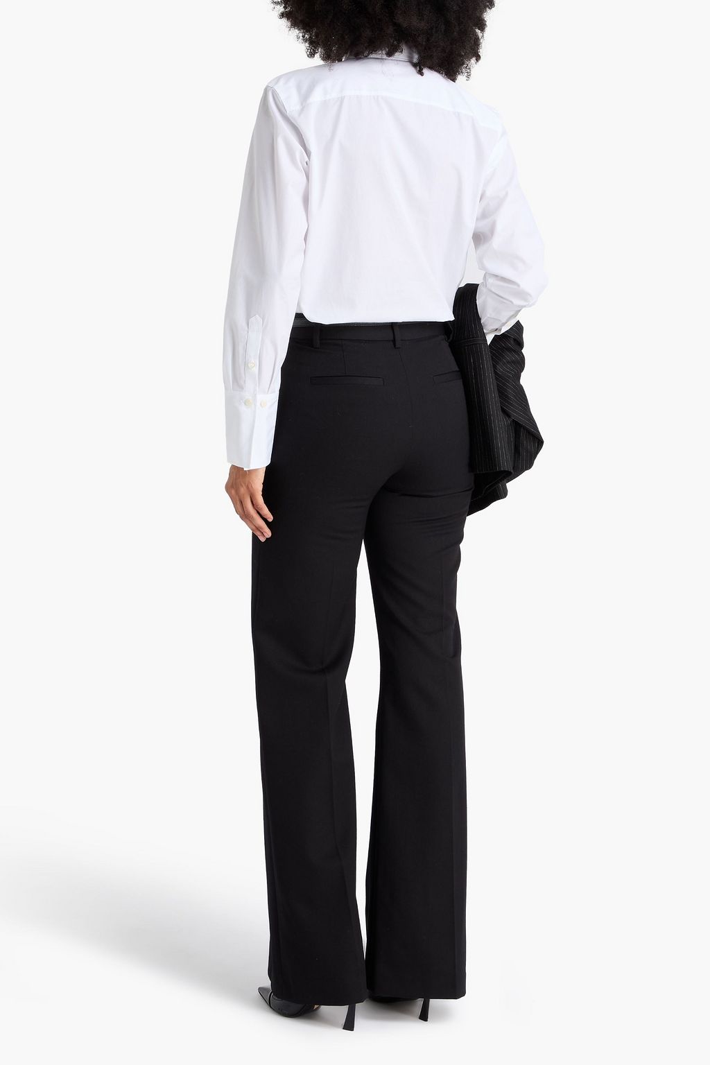 FRAME Piqué-trimmed cotton-poplin shirt