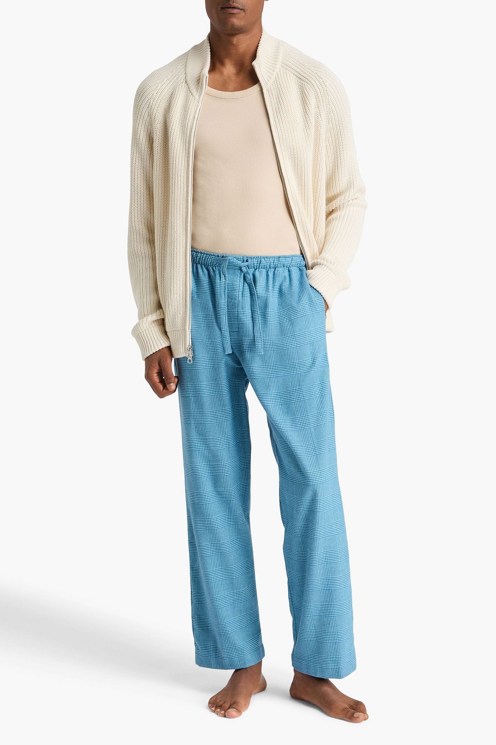 DEREK ROSE Prince of Wales checked cotton-flannel pajama pants