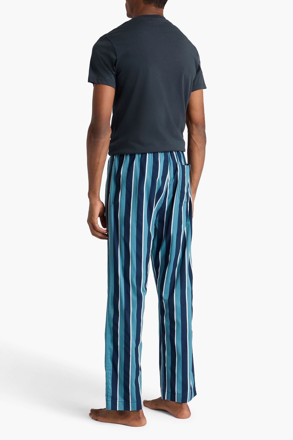 DEREK ROSE Striped cotton-twill pajama pants