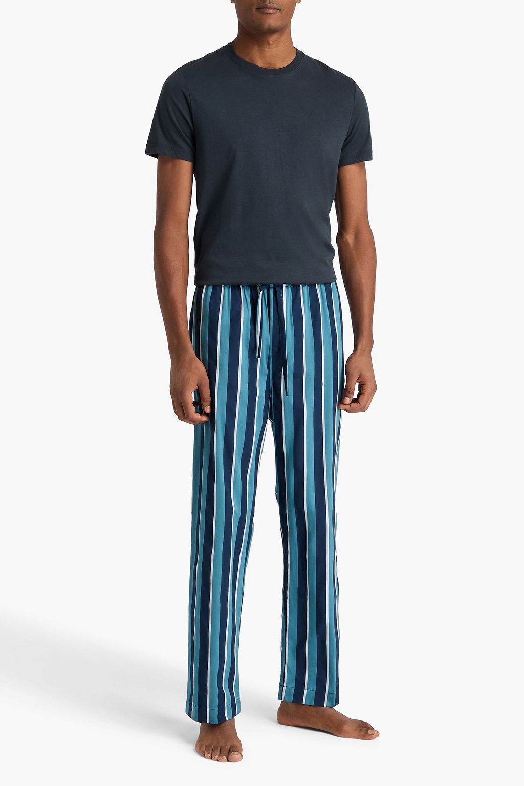 DEREK ROSE Striped cotton-twill pajama pants