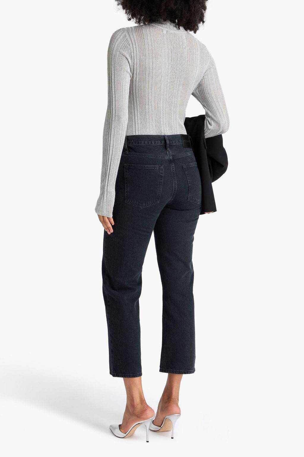 FRAME Bead-embellished high-rise straight-leg jeans