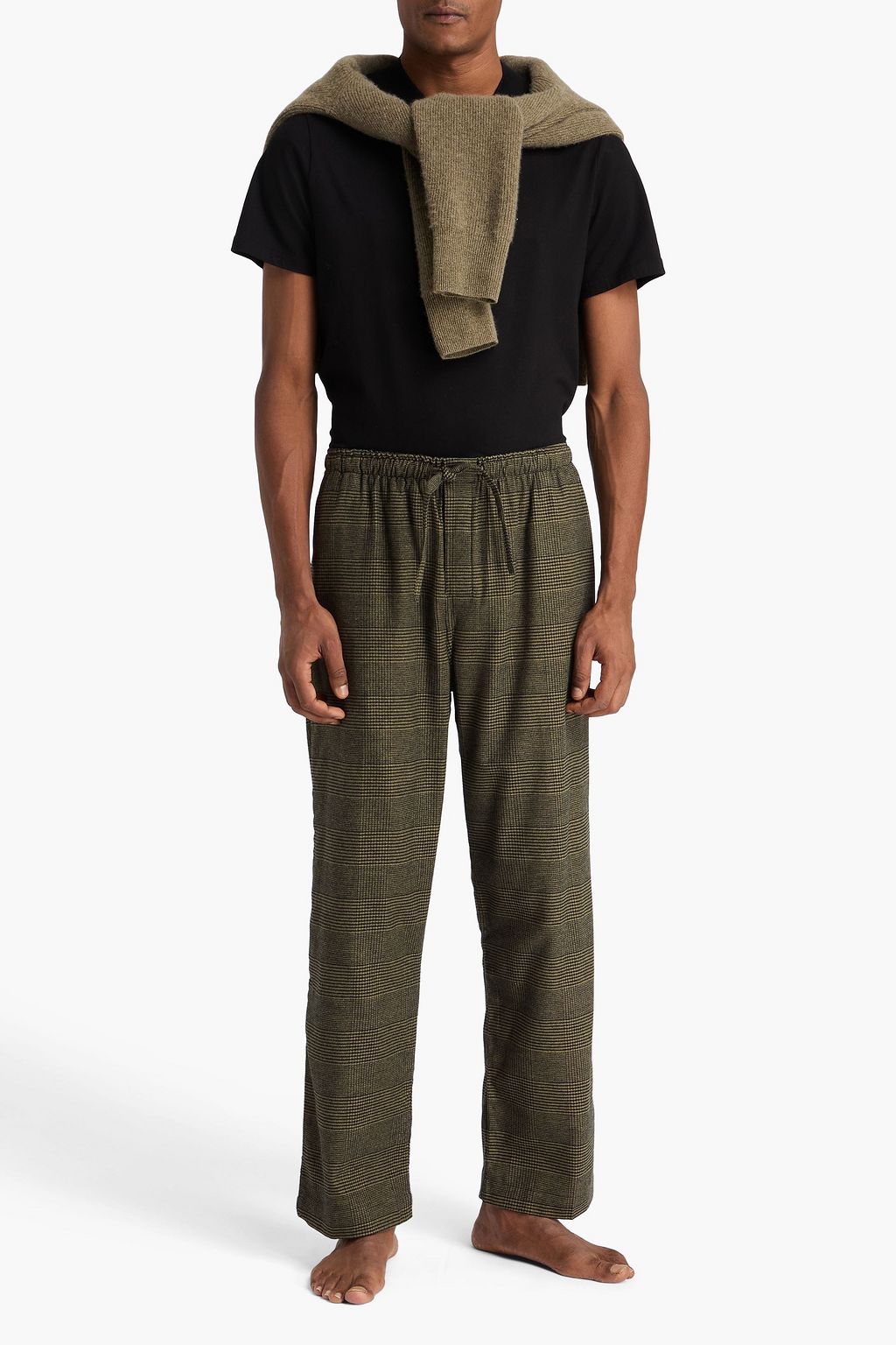 DEREK ROSE Prince of Wales checked cotton-flannel pajama pants