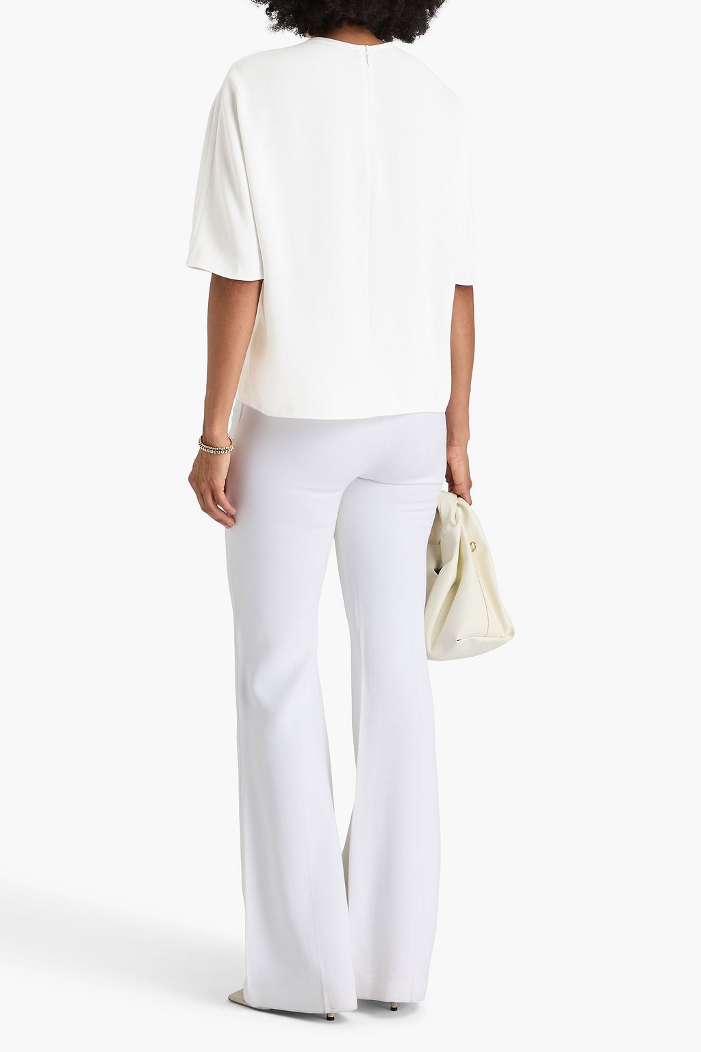 VINCE. Satin-trimmed crepe top