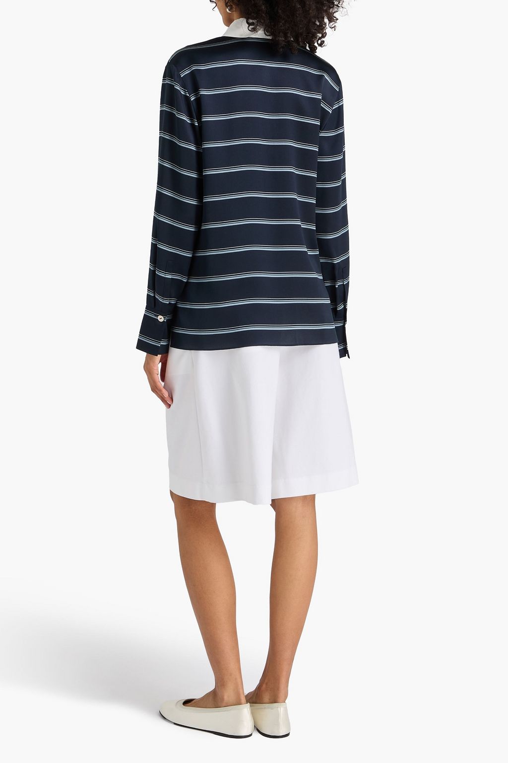 VINCE. Striped silk crepe de chine shirt