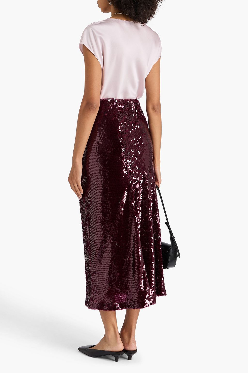 VINCE. Draped silk-satin crepe top