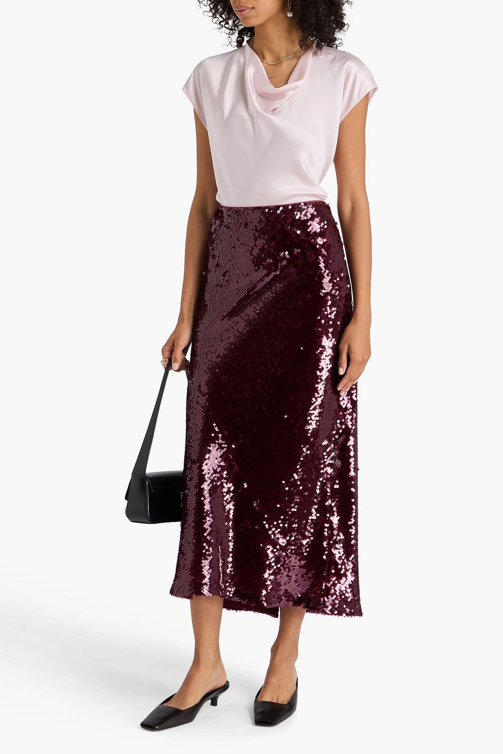 VINCE. Draped silk-satin crepe top