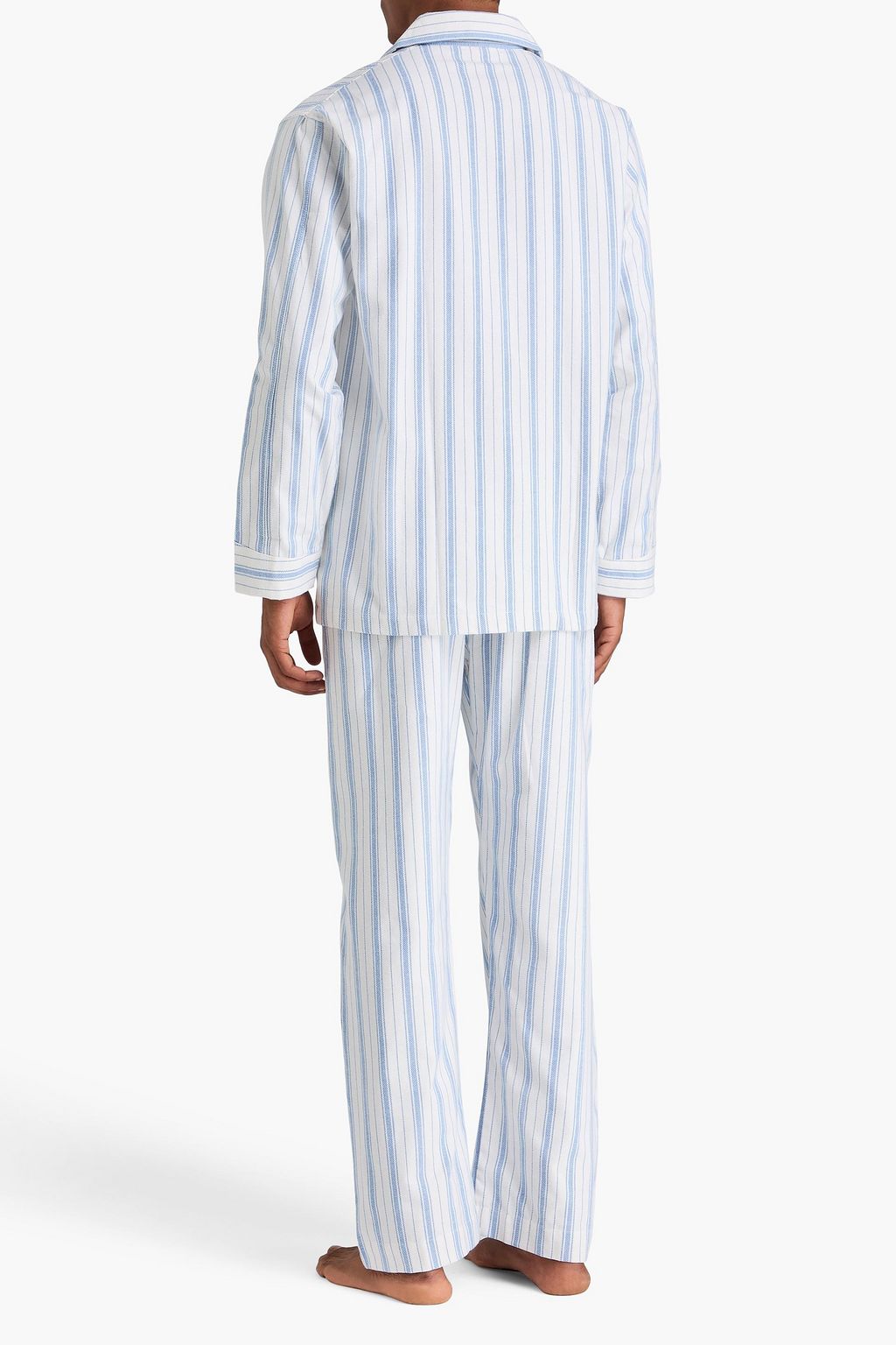 DEREK ROSE Striped cotton-twill pajama set