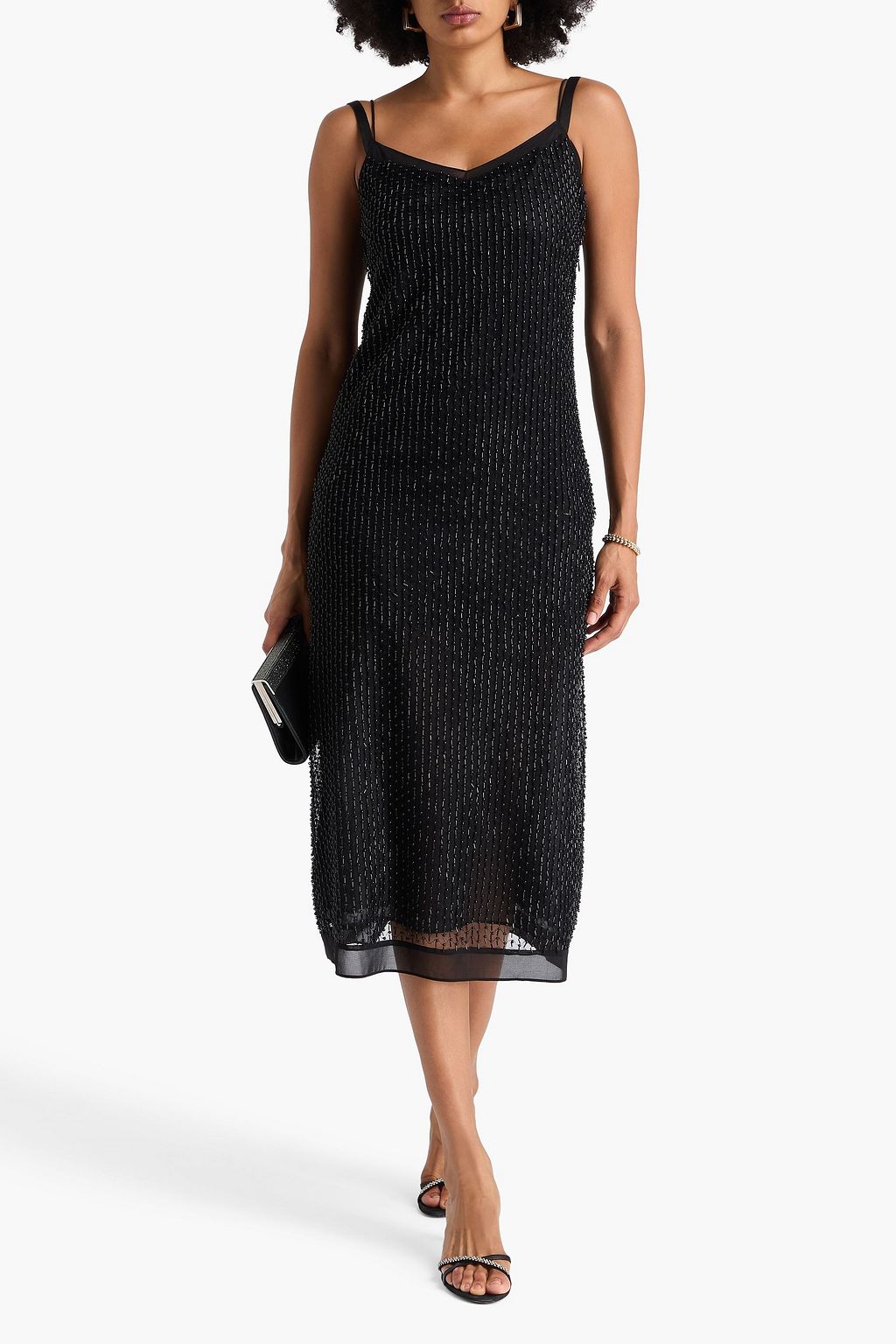 VINCE. Embellished tulle midi dress