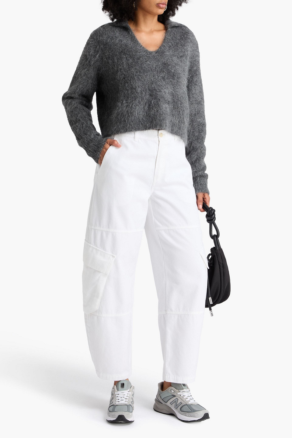Frame The Bubble Cargo High-rise Barrel-leg Jeans In White