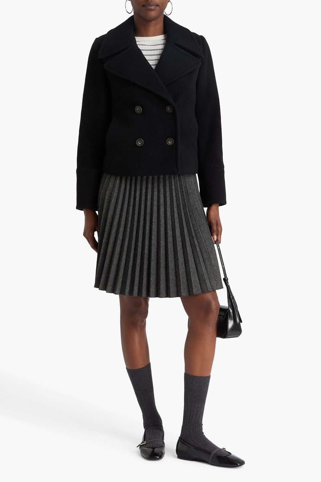 VINCE. Double-breasted wool-blend felt coat