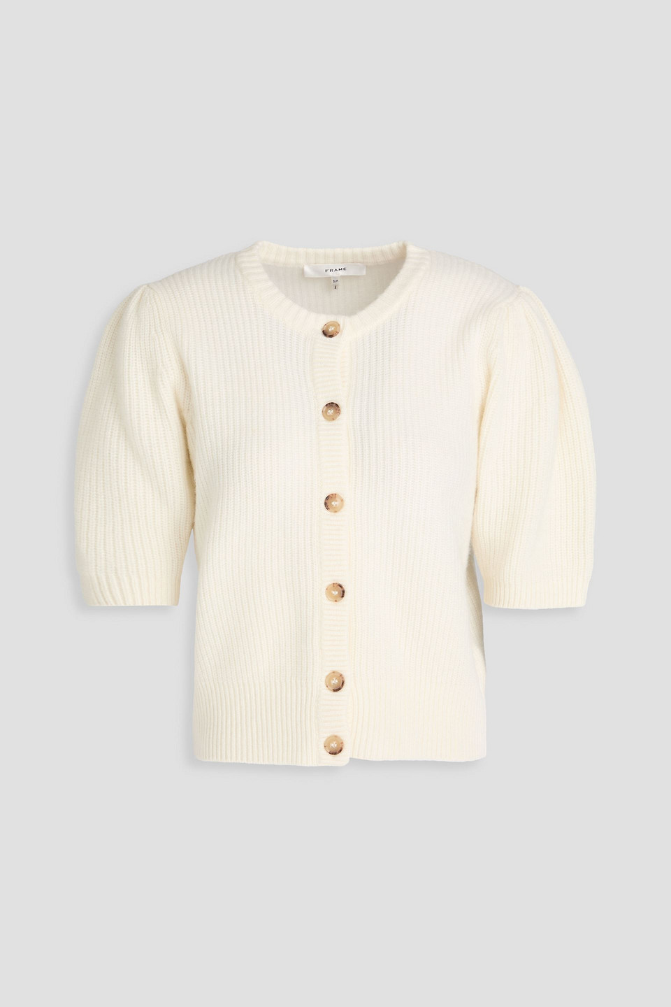 Frame Ribbed Wool-blend Cardigan In White