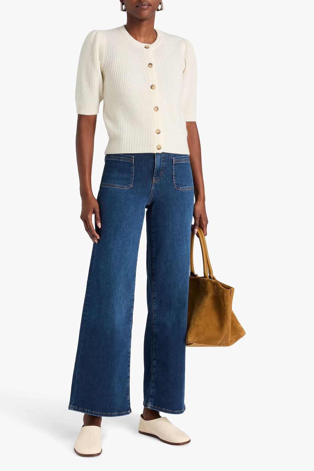 FRAME Ribbed wool-blend cardigan