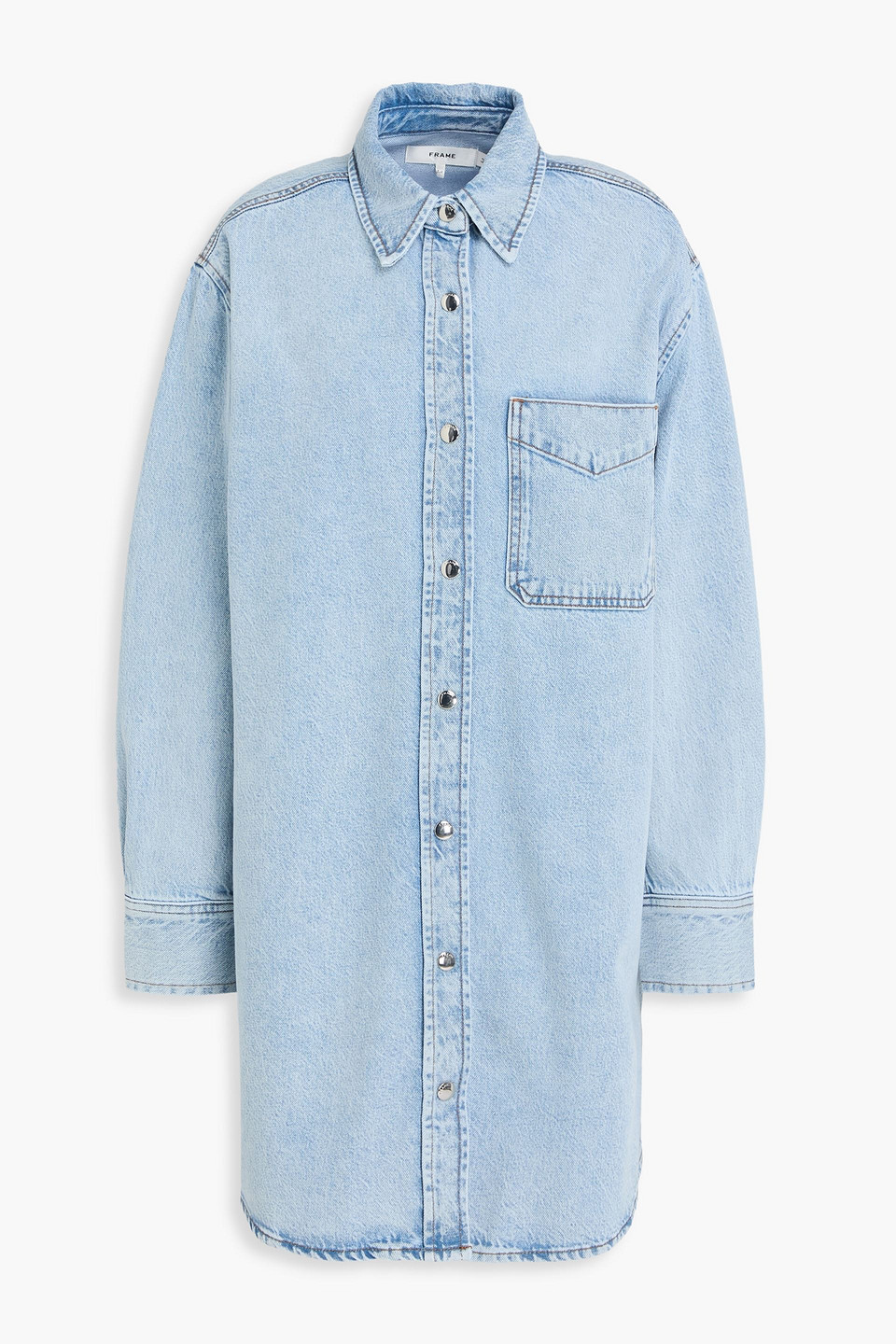 Frame Denim Mini Shirt Dress In Blue