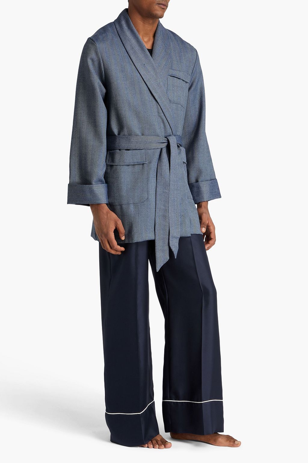 DEREK ROSE Lincoln herringbone wool robe