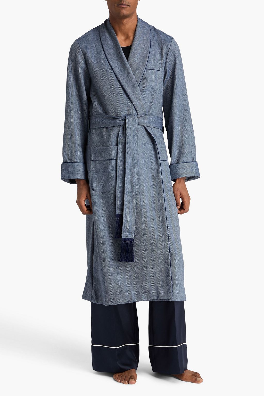 DEREK ROSE Lincoln herringbone wool robe