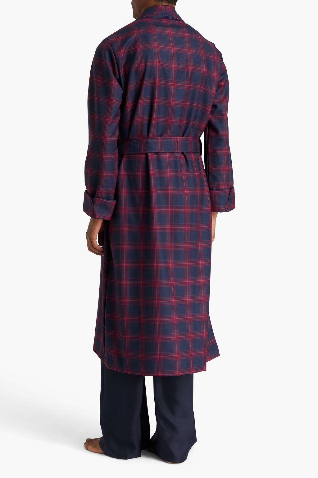 DEREK ROSE York checked wool-twill robe