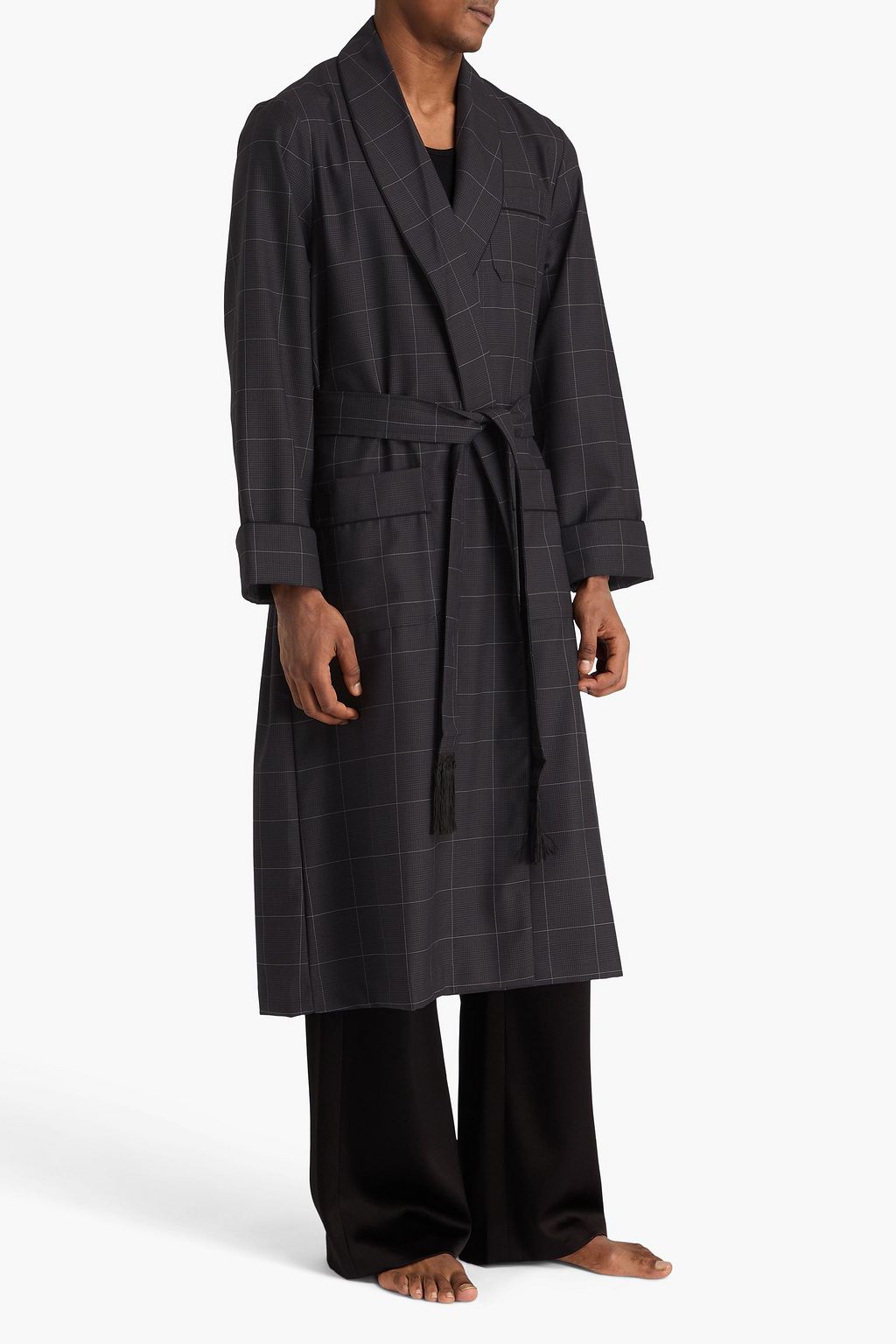 DEREK ROSE York Prince of Wales checked wool-tweed robe