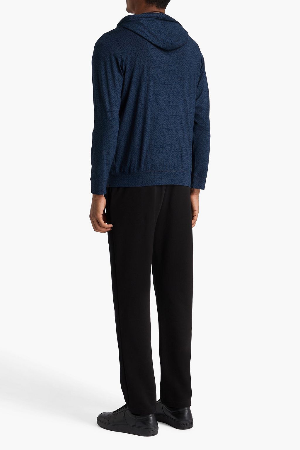 DEREK ROSE Printed  stretch-modal jersey zip-up hoodie